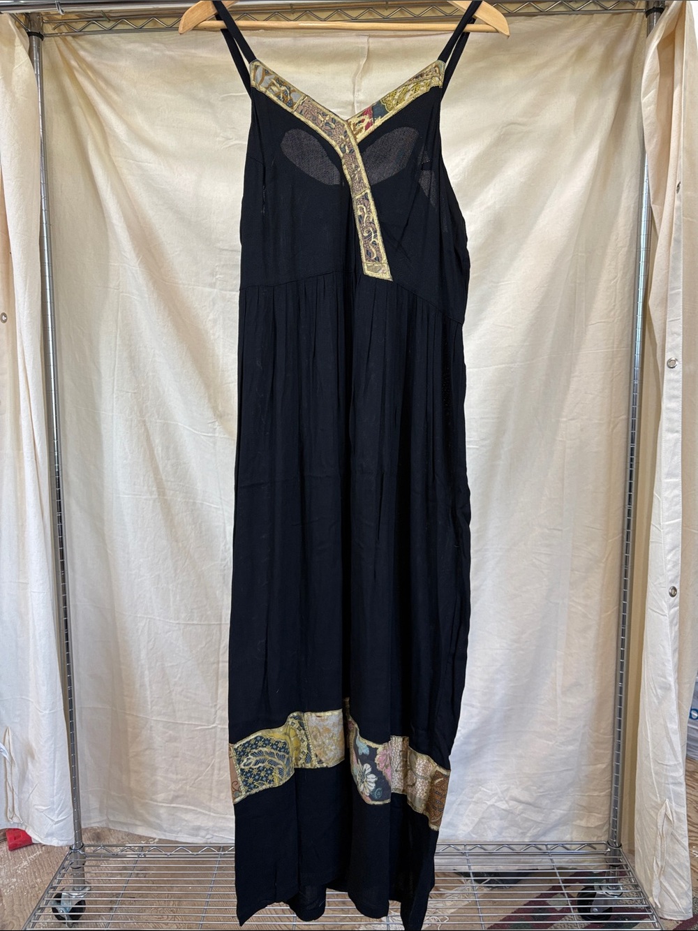 Black Maxi Dress with Gold Trim